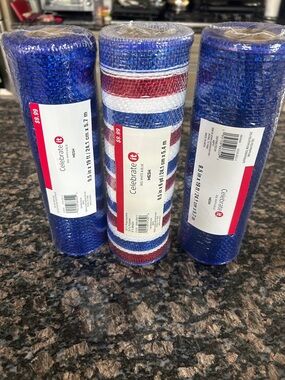 CELEBRATE IT MESH ROLLS 9.5"x 19FT LOT OF 3 NWT